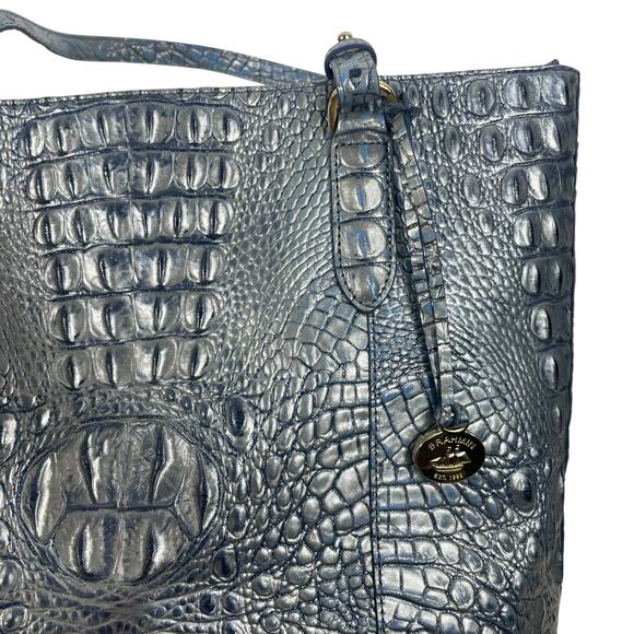 Brahmin Abigail Tote Bag Serenity Ombre Melbourne Silvery Blue Leather - Picture 7 of 11